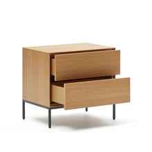 Load image into Gallery viewer, Vedrana beside table, 2 oak veneer drawers, and black steel legs, 60 x 55 cm - image 6