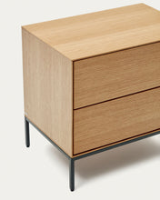 Load image into Gallery viewer, Vedrana beside table, 2 oak veneer drawers, and black steel legs, 60 x 55 cm - image 8