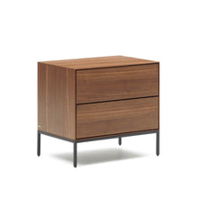 Load image into Gallery viewer, Vedrana bedside table, 2 walnut veneer drawers, and black steel legs, 60 x 55 cm - image 3