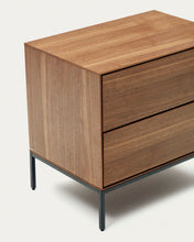 Load image into Gallery viewer, Vedrana bedside table, 2 walnut veneer drawers, and black steel legs, 60 x 55 cm - image 8
