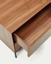 Load image into Gallery viewer, Vedrana bedside table, 2 walnut veneer drawers, and black steel legs, 60 x 55 cm - image 9
