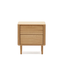 Load image into Gallery viewer, Lenon oak wood and veneer bedside table with 2 drawers, 50 x 55 cm FSC MIX Credit - image 2