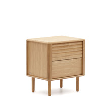 Load image into Gallery viewer, Lenon oak wood and veneer bedside table with 2 drawers, 50 x 55 cm FSC MIX Credit - image 3