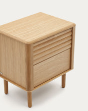 Load image into Gallery viewer, Lenon oak wood and veneer bedside table with 2 drawers, 50 x 55 cm FSC MIX Credit - image 7
