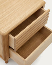 Load image into Gallery viewer, Lenon oak wood and veneer bedside table with 2 drawers, 50 x 55 cm FSC MIX Credit - image 8