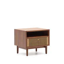 Load image into Gallery viewer, Elan bedside table in veneer and solid walnut with cord 51x45cm FSC Mix Credit - image 4