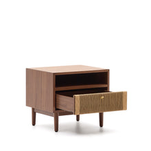 Load image into Gallery viewer, Elan bedside table in veneer and solid walnut with cord 51x45cm FSC Mix Credit - image 6