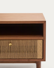 Load image into Gallery viewer, Elan bedside table in veneer and solid walnut with cord 51x45cm FSC Mix Credit - image 8
