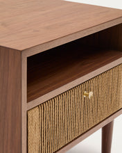 Load image into Gallery viewer, Elan bedside table in veneer and solid walnut with cord 51x45cm FSC Mix Credit - image 9