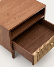 Load image into Gallery viewer, Elan bedside table in veneer and solid walnut with cord 51x45cm FSC Mix Credit - image 10