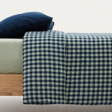 Load image into Gallery viewer, Set Yanil duvet cover, bottom and pillowcase 100% cotton green and blue squares 60x120cm - image 2