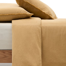 Load image into Gallery viewer, Sifinia mustard duvet and pillow cover set, 100% cotton percale fringes, 90 cm bed