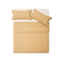 Load image into Gallery viewer, Sifinia mustard duvet and pillow cover set, 100% cotton percale fringes, 90 cm bed - image 4