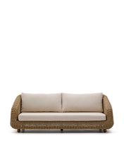 Load image into Gallery viewer, Meria 3-seater sofa in synthetic rattan with FSC 100% solid acacia wood legs 208cm