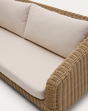 Load image into Gallery viewer, Meria 3-seater sofa in synthetic rattan with FSC 100% solid acacia wood legs 208cm - image 12