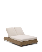 Load image into Gallery viewer, Meria double sun lounger in synthetic rattan with FSC 100% solid acacia wood legs
