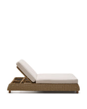 Load image into Gallery viewer, Meria double sun lounger in synthetic rattan with FSC 100% solid acacia wood legs - image 4