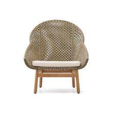 Load image into Gallery viewer, Olbia armchair with high backrest in synthetic rattan and FSC 100% solid teak wood