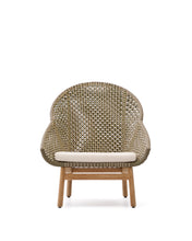 Load image into Gallery viewer, Olbia armchair with high backrest in synthetic rattan and FSC 100% solid teak wood - image 2
