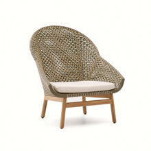 Load image into Gallery viewer, Olbia armchair with high backrest in synthetic rattan and FSC 100% solid teak wood - image 4