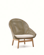 Load image into Gallery viewer, Olbia armchair with high backrest in synthetic rattan and FSC 100% solid teak wood - image 5