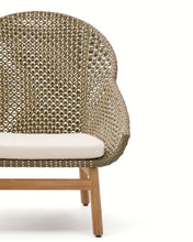 Load image into Gallery viewer, Olbia armchair with high backrest in synthetic rattan and FSC 100% solid teak wood - image 11