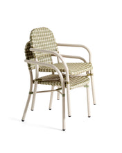 Load image into Gallery viewer, Tuccia stackable chair in aluminium and synthetic rattan in green and beige - image 2