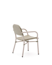 Load image into Gallery viewer, Tuccia stackable chair in aluminium and synthetic rattan in green and beige - image 3