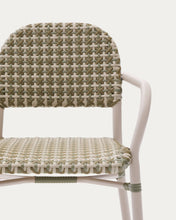 Load image into Gallery viewer, Tuccia stackable chair in aluminium and synthetic rattan in green and beige - image 7