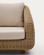 Load image into Gallery viewer, Meria armchair in synthetic rattan with FSC 100% solid acacia wood legs - image 8