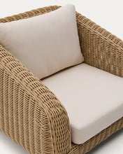 Load image into Gallery viewer, Meria armchair in synthetic rattan with FSC 100% solid acacia wood legs - image 9