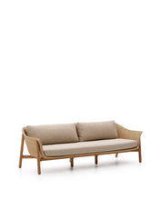 Load image into Gallery viewer, Galea 3-seater sofa in FSC 100% solid teak wood and synthetic rattan 223cm - image 2