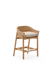 Load image into Gallery viewer, Galea stool in FSC 100% solid teak wood and synthetic rattan 65cm