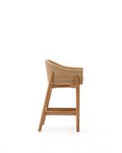 Load image into Gallery viewer, Galea stool in FSC 100% solid teak wood and synthetic rattan 65cm - image 2