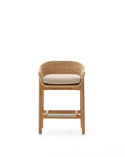 Load image into Gallery viewer, Galea stool in FSC 100% solid teak wood and synthetic rattan 65cm - image 3