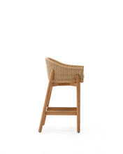 Load image into Gallery viewer, Galea stool in FSC 100% solid teak wood and synthetic rattan 75cm - image 2