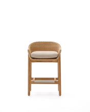 Load image into Gallery viewer, Galea stool in FSC 100% solid teak wood and synthetic rattan 75cm - image 4
