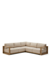 Load image into Gallery viewer, Ambra 5-seater corner sofa in solid acacia wood with light finish 248cm FSC 100%