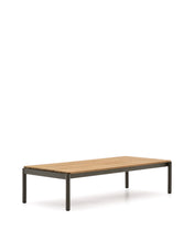 Load image into Gallery viewer, Sorells coffee table in green aluminum and teak wood 63 x 144,6 cm FSC 100% - image 2