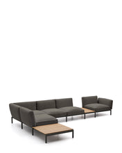 Load image into Gallery viewer, Sorells outdoor modular 5-seater corner sofa with grey upholstery and grey aluminium with teak tables 277 x 446cm FSC 100% - image 2