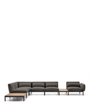 Load image into Gallery viewer, Sorells outdoor modular 5-seater corner sofa with grey upholstery and grey aluminium with teak tables 277 x 446cm FSC 100% - image 3