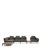 Load image into Gallery viewer, Sorells outdoor modular 5-seater corner sofa with grey upholstery and grey aluminium with teak tables 277 x 446cm FSC 100% - image 5