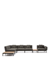 Load image into Gallery viewer, Sorells outdoor modular 5-seater corner sofa with grey upholstery and grey aluminium with teak tables 277 x 446cm FSC 100% - image 6