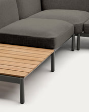 Load image into Gallery viewer, Sorells outdoor modular 5-seater corner sofa with grey upholstery and grey aluminium with teak tables 277 x 446cm FSC 100% - image 8