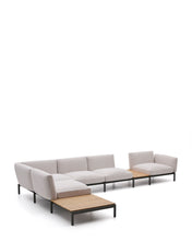 Load image into Gallery viewer, Sorells outdoor modular 5-seater corner sofa with beige upholstery and grey aluminium with teak tables 277 x 446cm FSC 100% - image 2