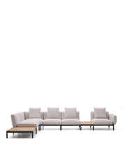 Load image into Gallery viewer, Sorells outdoor modular 5-seater corner sofa with beige upholstery and grey aluminium with teak tables 277 x 446cm FSC 100% - image 5