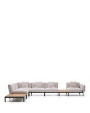 Load image into Gallery viewer, Sorells outdoor modular 5-seater corner sofa with beige upholstery and grey aluminium with teak tables 277 x 446cm FSC 100% - image 6