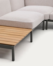 Load image into Gallery viewer, Sorells outdoor modular 5-seater corner sofa with beige upholstery and grey aluminium with teak tables 277 x 446cm FSC 100% - image 7