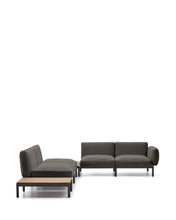 Load image into Gallery viewer, Sorells outdoor modular 4-seater corner sofa with grey upholstery and grey aluminium with teak table 353 x 316.5cm FSC 100%