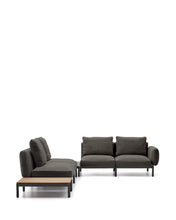 Load image into Gallery viewer, Sorells outdoor modular 4-seater corner sofa with grey upholstery and grey aluminium with teak table 353 x 316.5cm FSC 100% - image 4